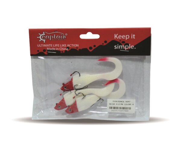 Captain 3559 Pencil Soft 10cm Levrek Silikonu 3'lü Suni Balık - Görsel 6