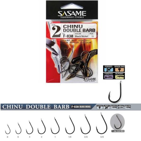 Sasame F-838 Chinu Double Barb Black Nickel İğne no:2