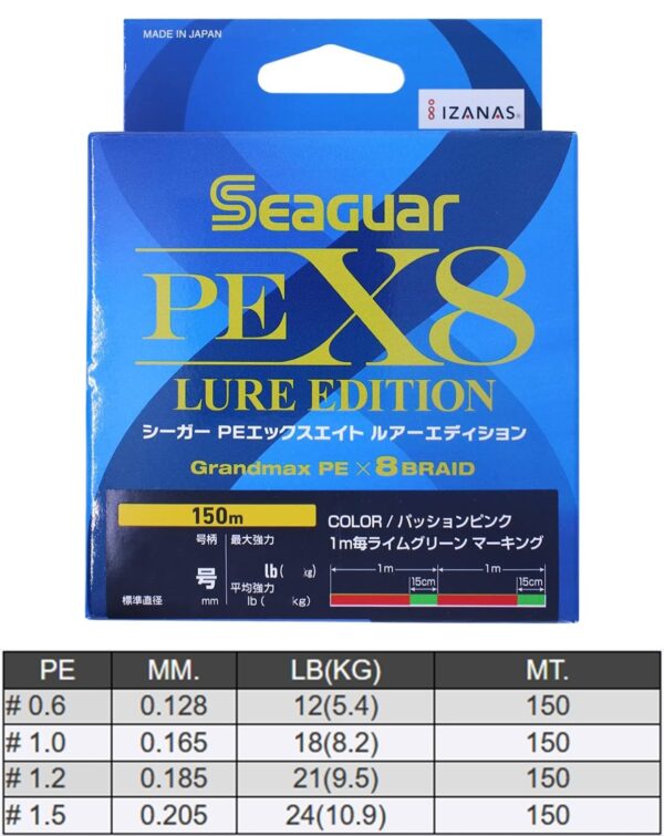 Seaguar Lure Edition PE 8 Örgü Spin İp Misina 150mt Multi Color - Görsel 3