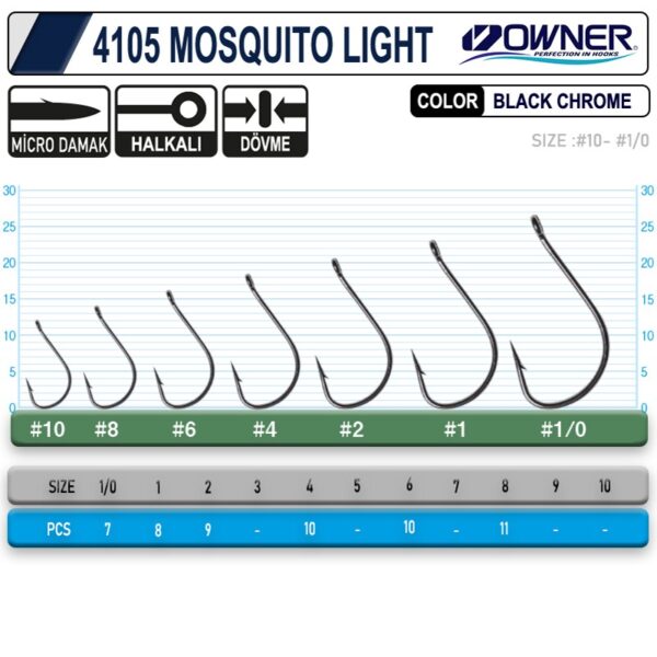 Owner 4105 Musquito Light Black Chrome İğne 1/0 - Görsel 3
